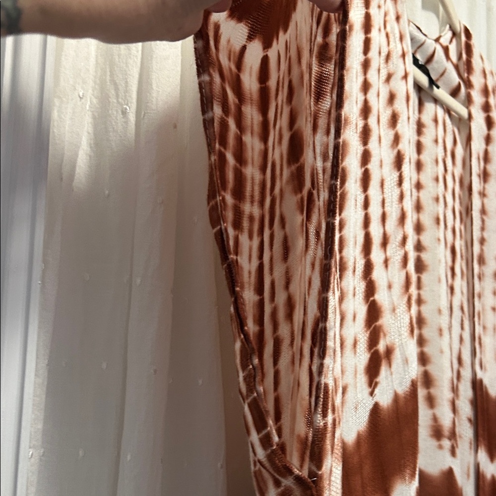 Angie Kimono Women’s One Size Brown Tie-Dye Fringe Boho Kaftan Coverup - Picture 6 of 16